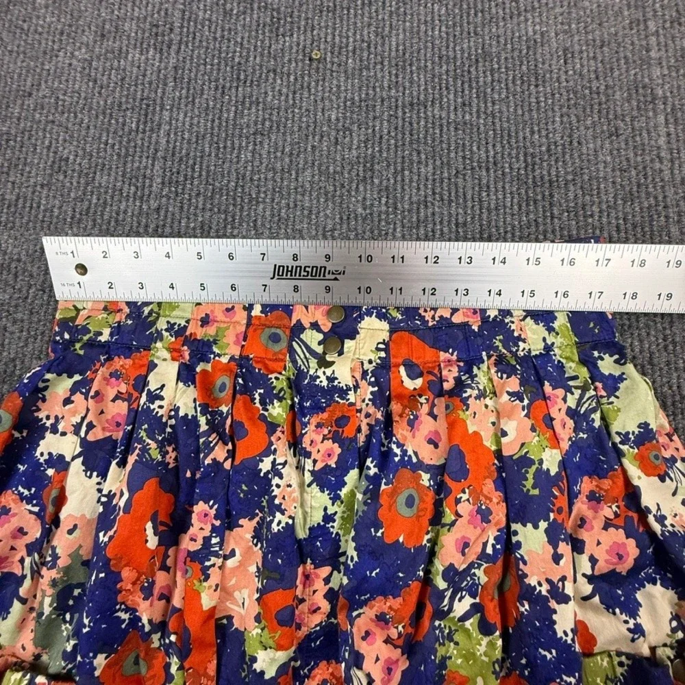 Parameter Floral Mini Skirt Womens 12 Blue Orange Pink Cotton Flare